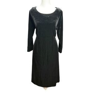 Two Hearts Maternity midi Velvet Dress Size L 3/4 Sleeves Tie Back Holiday Party
